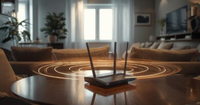 ঘরের ভেতরে রাউটার থেকে ছড়িয়ে পড়া সিগনালের ভিজ্যুয়াল ইমেজ যা ওয়াইফাই স্পিড কমে যাওয়ার কারণ বোঝায়