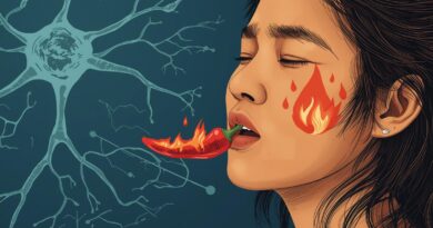 ঝাল আসলে স্বাদ নয় বিষয়ক বিজ্ঞানভিত্তিক ইলাস্ট্রেশন