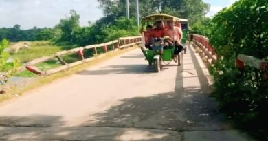 ঝুঁকিপূর্ণ সেতুর ওপর যান চলাচল