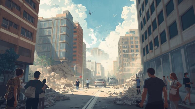 রাজধানীসহ দেশে ভয়াবহ ভূমিকম্পে শহরের ভবন সামান্য কেঁপে ওঠার দৃশ্য